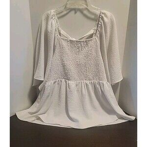 Cato Top Sz L Romantic Ruffled  Beachy Boho Fairy Top Flounce Sleeves Tie Back